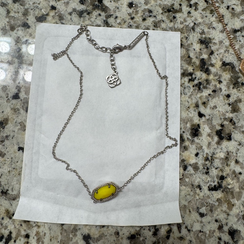 Silver Kendra Scott Necklace with Yellow Pendant